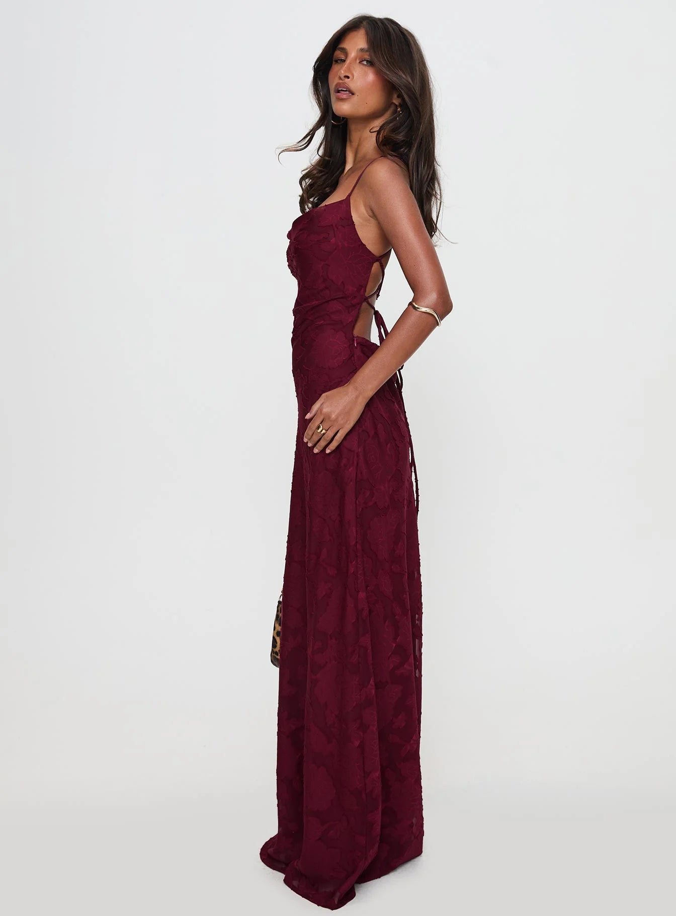 Celena Maxi Dress Burgundy Burnout
