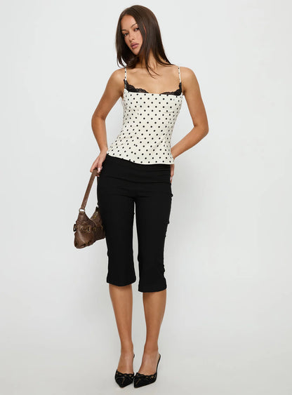 Renaissance Corset Lace Top White Polka Dot