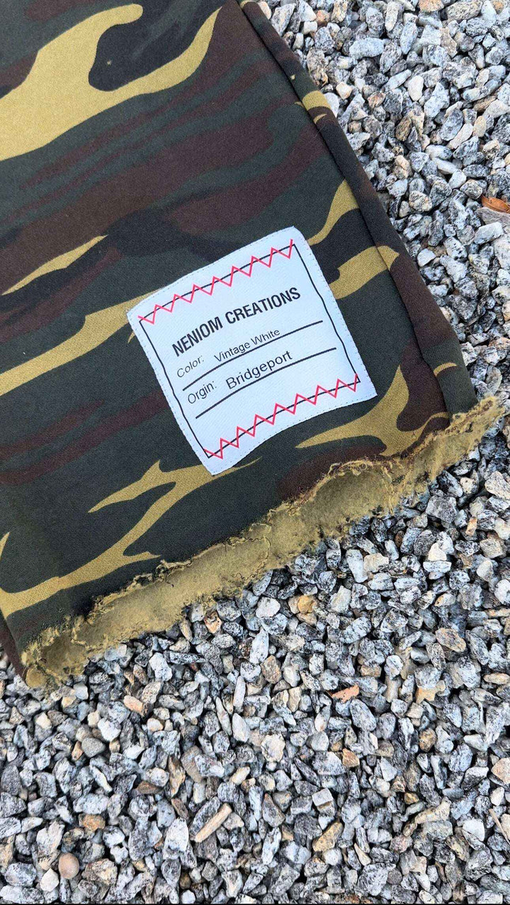 Bloody Camouflage Face Distressed Cotton Sweatpants Loose Fit Streetwear Fashion Camo