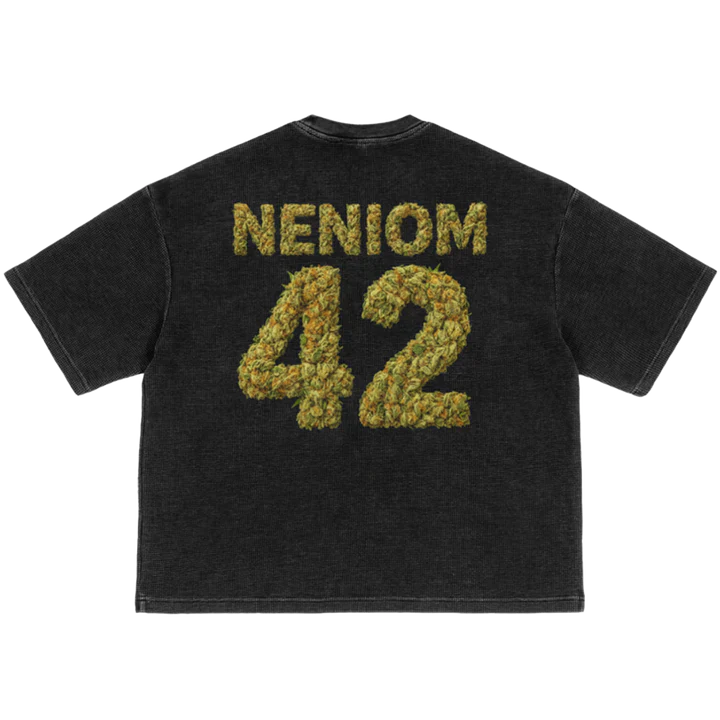 Light Up Pack Waffle-Texture Washed Boxy T-Shirt Unisex Graphic Smoke - BLACK CARTA VIP