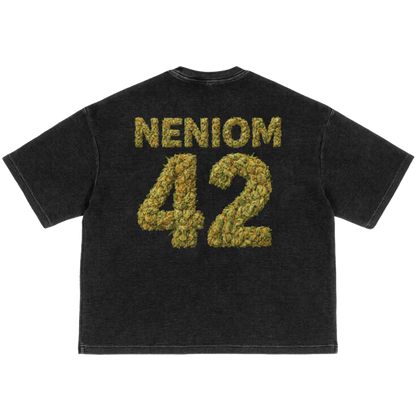 Light Up Pack Waffle-Texture Washed Boxy T-Shirt Unisex Graphic Smoke - BLACK CARTA VIP