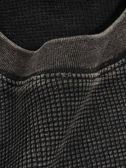 Light Up Pack Waffle-Texture Washed Boxy T-Shirt Unisex Graphic Smoke - BLACK CARTA VIP