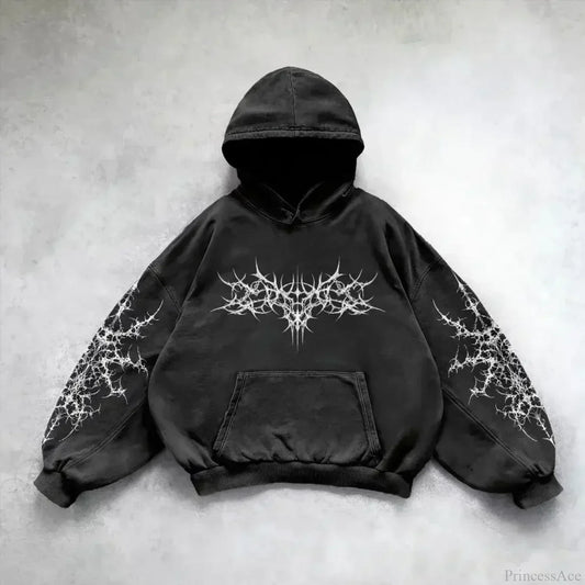 Leaf Camouflage Loose Sweatshirt Hoodie - Black Carta